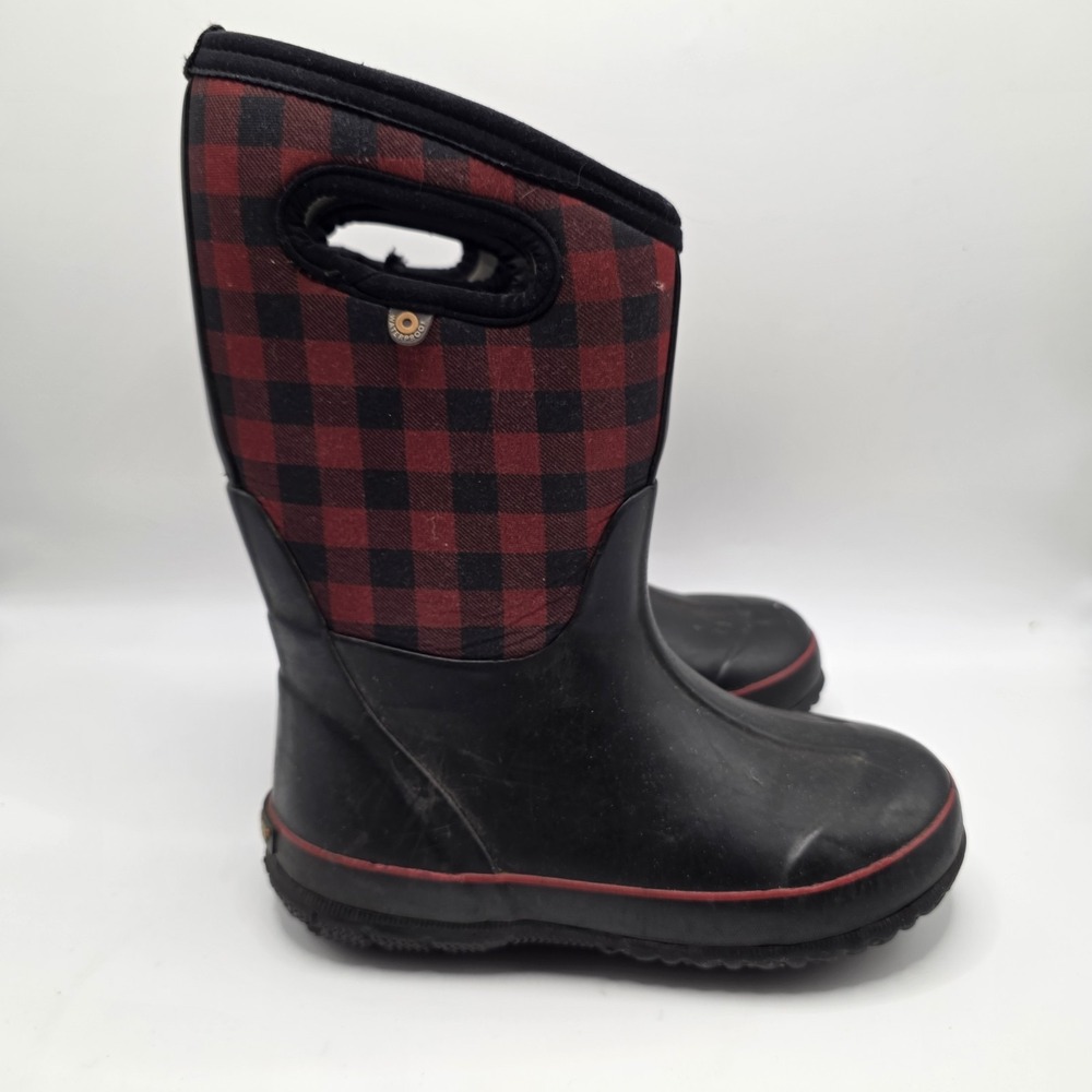 Bogs Kids Buffalo Plaid Waterproof Winter Boots Youth Size 2 Cold Weather - Picture 3 of 7